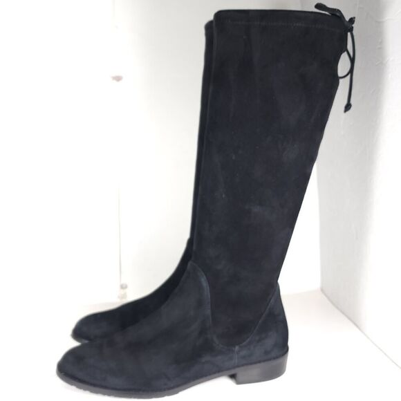 Stuart Weitzman Women's Lilene US 9 Black Suede Stretch Pull On Knee High Boots - Picture 2 of 16